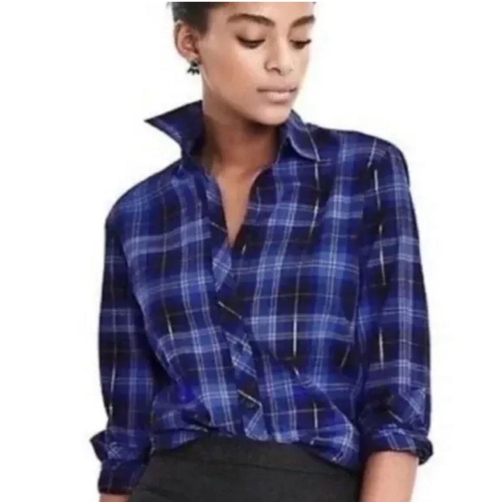 Banana Republic Petite Dillon Plaid Button Shirt XSP